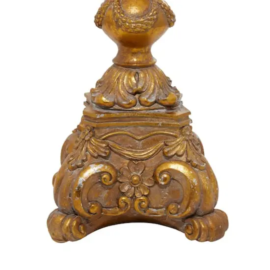 22" Gold Polystone Rustic Candlestick Holder {6}