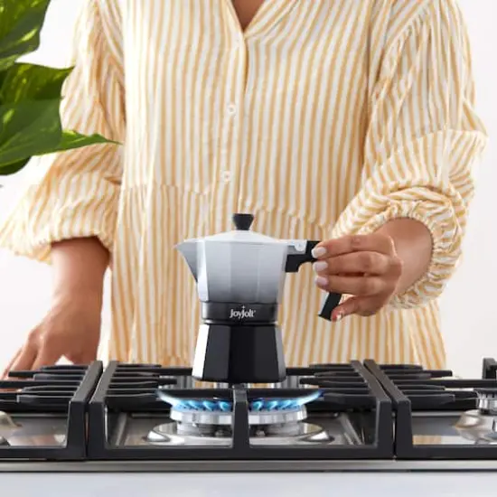 JoyJolt&reg; Italian Moka Pot 6 Cup Stovetop Aluminum Espresso Maker Black {6}
