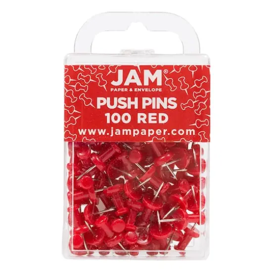 JAM Paper Colorful Standard Push Pins, 100ct. Red {1}