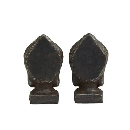 6.25" Black Antique Finish Metal Buddha Bookends, 2ct. {5}