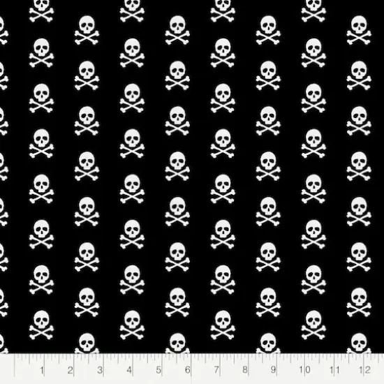 Fabric Editions Black Skulls Cotton Fabric {3}