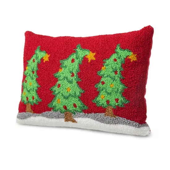 Glitzhome&reg; 18" Hooked Bent Trees Pillow {1}