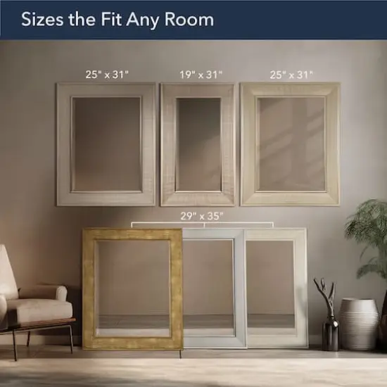 Head West 31" Brushed Nickel Pave Textured Framed Wall Vanity Mirror {4}