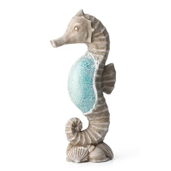 Glitzhome&reg; 21" Faux Granite & Mosaic Seahorse Statue {1}