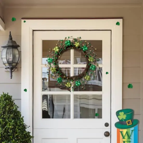 Glitzhome&reg; 20" St. Patrick's Day Shamrock Berry Wreath {4}