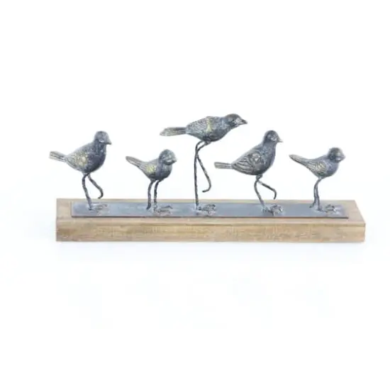 18" Gray Metal Farmhouse Birds Sculpture {1}