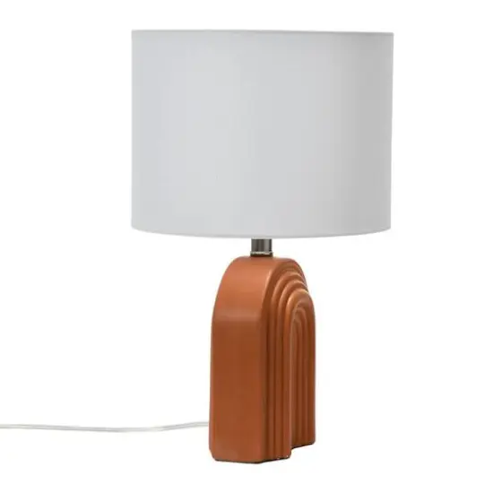 Hello Honey® 19" Carved Arch Stoneware Table Lamp with Linen Drum Shade Terracotta {6}