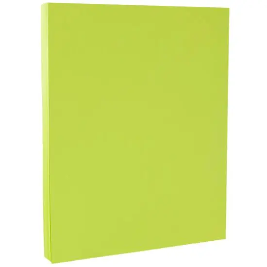 JAM Paper Brite Hue 8.5" x 11" 65lb. Cover Cardstock Pack, 50 Sheets Ultra Lime Green {2}
