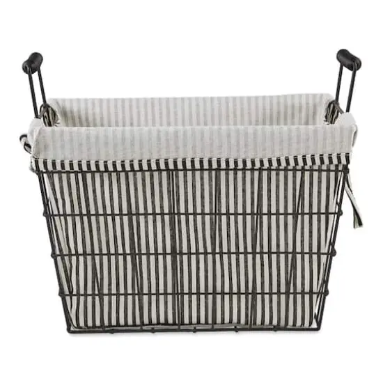DII&reg; Black & White Ticking Stripe Lined Basket Set {4}
