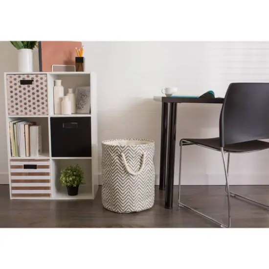 DII&reg; 20" Chevron Print Woven Paper Storage Bin Gray {7}