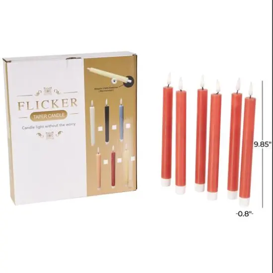 10" Flameless Wax Candles with Remote Control, 6ct. Red {9}