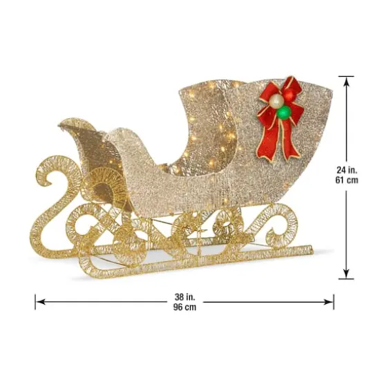 3ft. Crystal Splendor Sleigh with 70 White LED Lights {7}