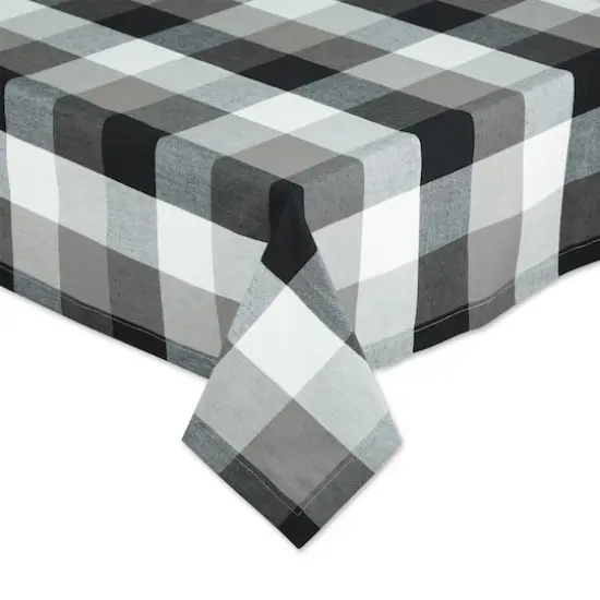 DII&reg; 84" Tri Color Check Tablecloth Black {4}