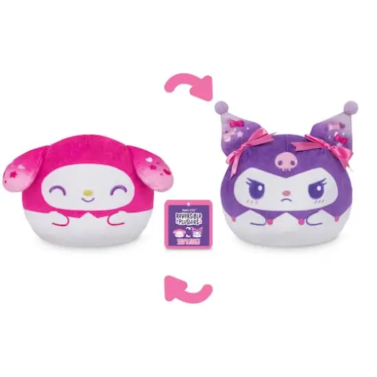 TeeTurtle 6" Pink & Purple My Melody & Kuromi Reversible Plushie {1}