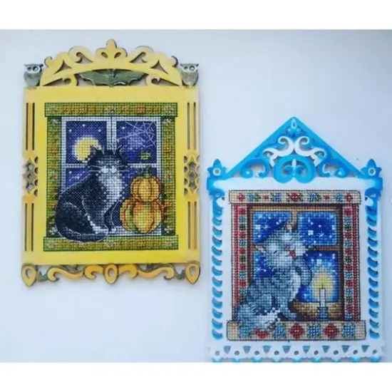MP Studia Winter Evening Cross Stitch On Wood Kit {8}