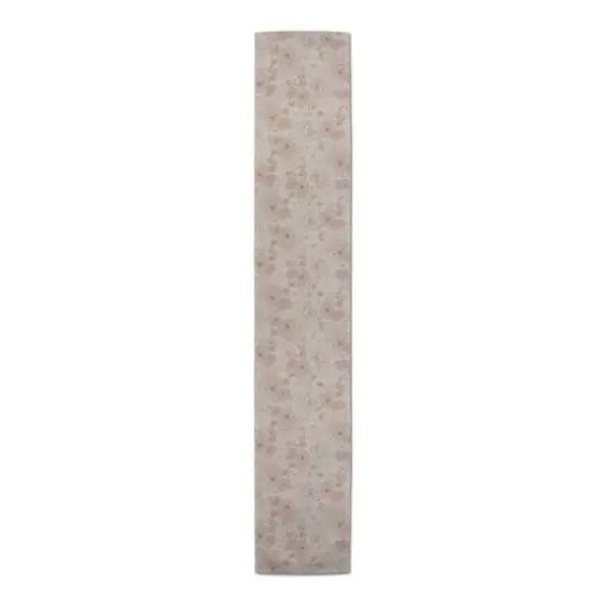 90" Multi Floral Cotton Twill Runner Tan {4}