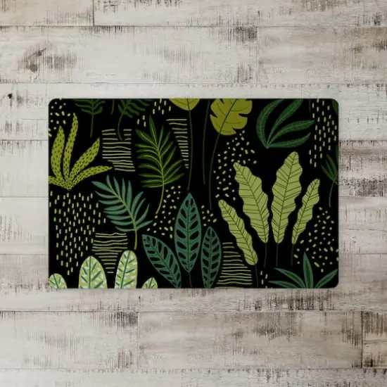 Fun Leaves On Black 27" x 18" Floor Mat {1}