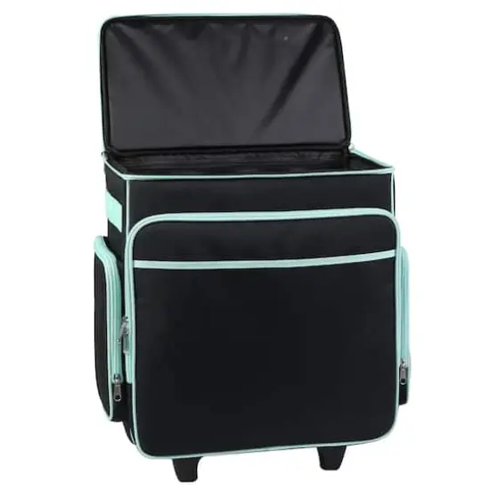 Everything Mary Black & Teal Rolling Craft Bag {6}