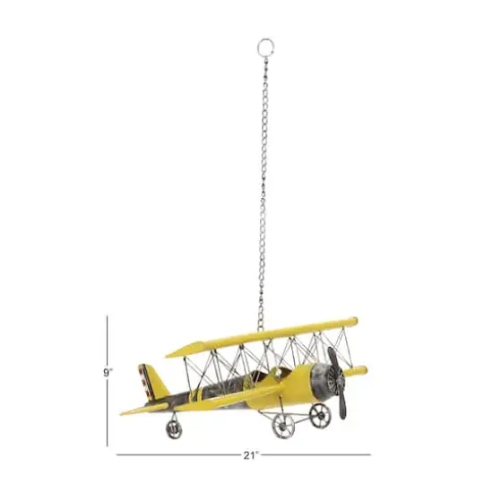 Yellow Retro Airplane Hanging Airplane Accent {8}