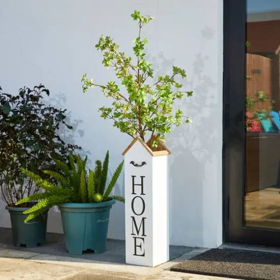 Glitzhome&reg; 30" Wood Home Boxed Porch Sign White {3}