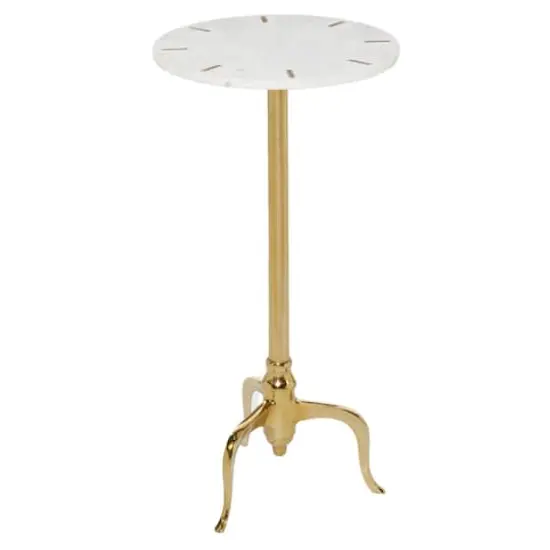 15" Gold Contemporary Marble Accent Table {1}