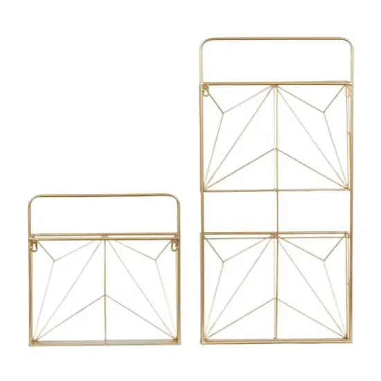 Gold Metal Rustic Wall Shelf Set {6}