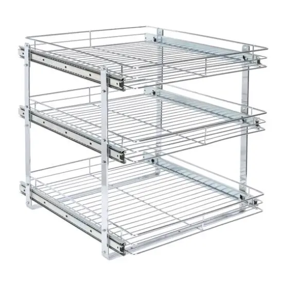 Household Essentials Glidez Chrome-Plated Steel Triple-Sliding Storage Organizer {1}