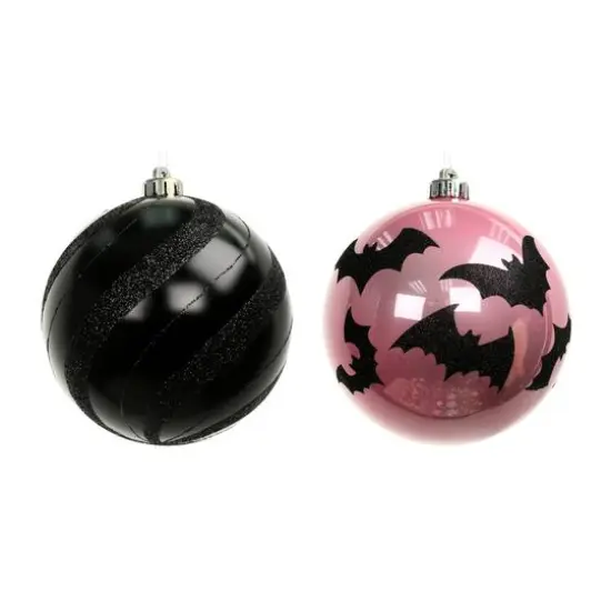 6" Black & Pink Plastic Ball Ornament Set by Ashland&reg; {3}