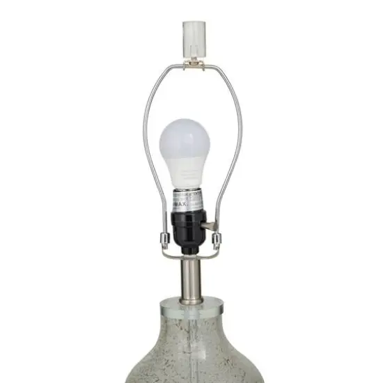 Gray Glass Table Lamp with Drum Shade Set of 2 15", 25" {7}