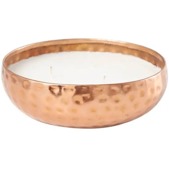 7" White Tropical Breeze Scented 3-Wick Candle with Hammered Copper Container {5}