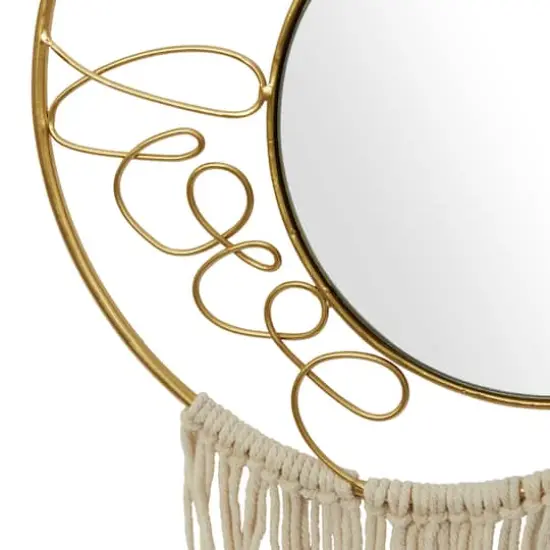 Gold Metal Contemporary Hanging Wall Mirrors Set  {5}