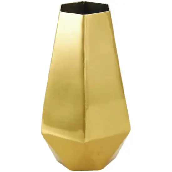 Stainless Steel Geometric Hexagon Shaped Vase Set Gold {5}