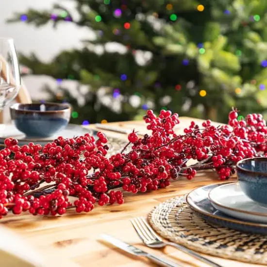 Glitzhome&reg; 6ft Christmas Red Berries Garland {5}