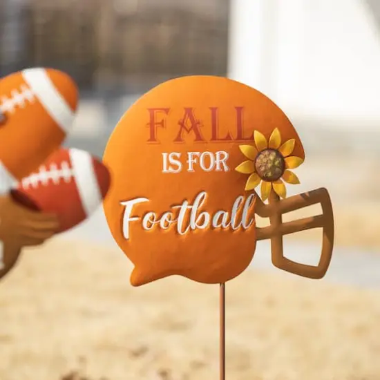 Glitzhome&reg; 24" Thanksgiving Metal Football & Turkey Yard Stakes Set {7}