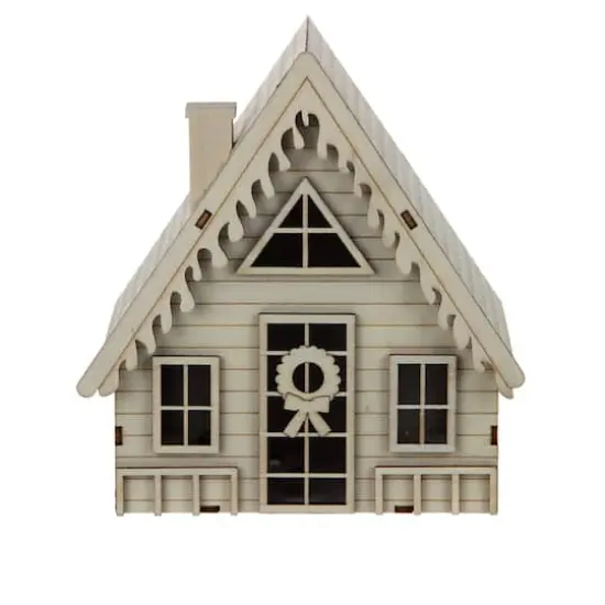 6" Unfinished Winter A-Frame House DIY LED Wood Décor by Make Market® {1}