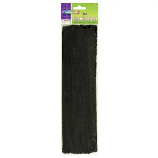 12" Black Chenille Stems, 12 Packs of 100 {1}