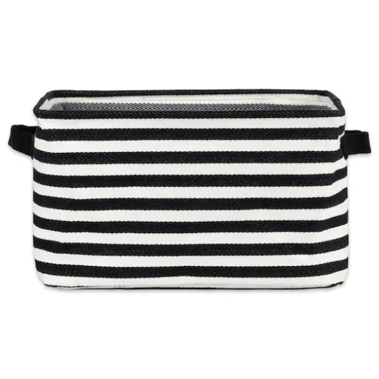 DII&reg; Stripes PE-Coated Herringbone Woven Cotton Laundry Bin Set Black {5}