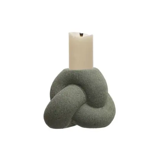 Hello Honey&reg; 4" Green Stoneware Tealight & Taper Candle Holder {12}