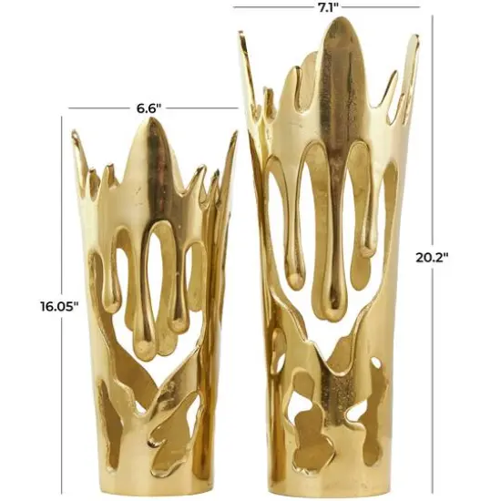 Gold Aluminum Drip Vase with Melting Designed Body Set {11}