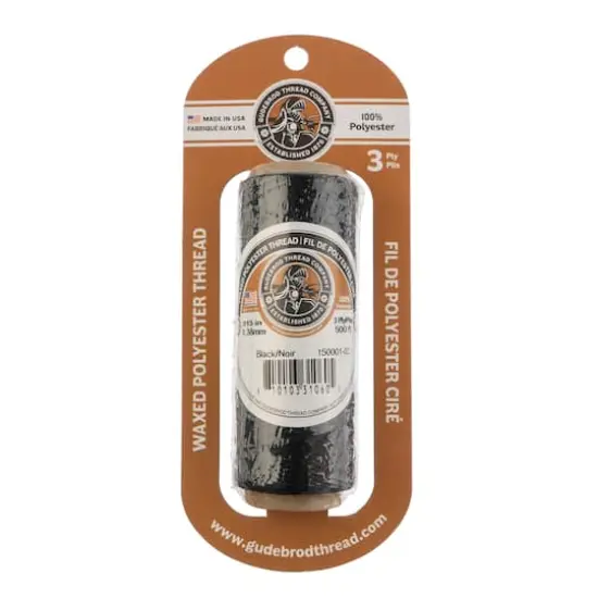 Gudebrod 0.015" Waxed Polyester Thread Black {1}