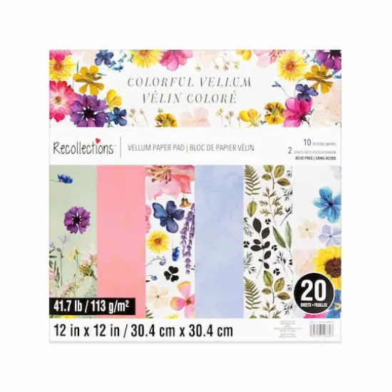 12" x 12" Colorful Vellum Paper Pad by Recollections&trade;, 20 Sheets {1}