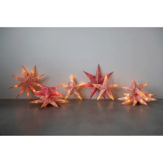 Hello Honey&reg; 24" Red LED Paper Star Ornaments Set {4}