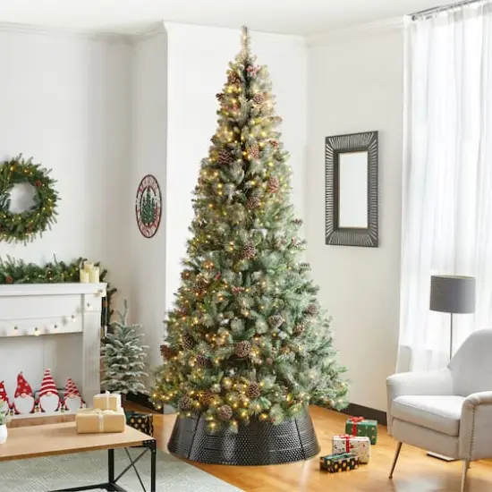 Glitzhome&reg; 40.5" Christmas Black Hammered Metal Tree Collar {5}