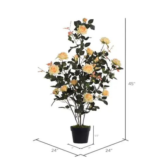 45" Artificial Yellow Rose Plant in Pot {5}
