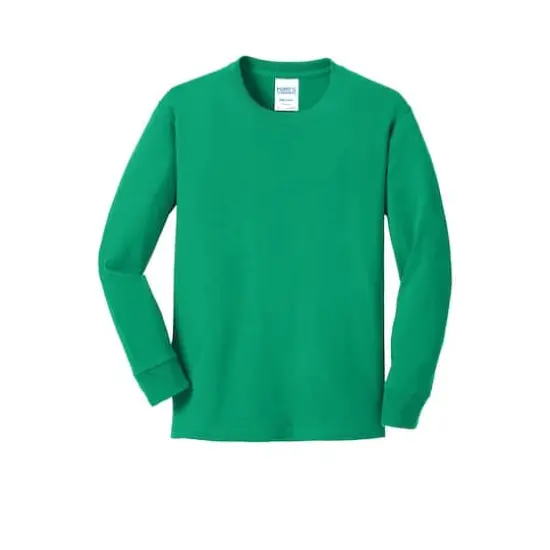 Port & Company&reg; Youth Long Sleeve Core Cotton T-Shirt Kelly {1}