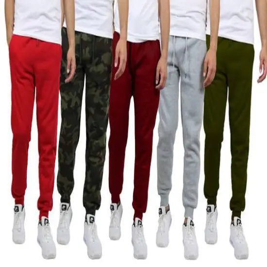 Galaxy by Harvic Fleece-Lined Men's Jogger Sweatpants 5 Pack Red/Burgundy/Olive/Heather Gray/Woodland {1}