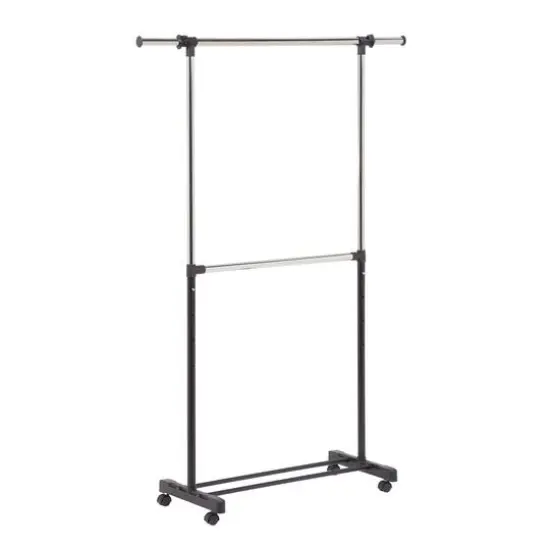 Honey Can Do Adjustable Rolling Metal Double Clothes Rack {1}