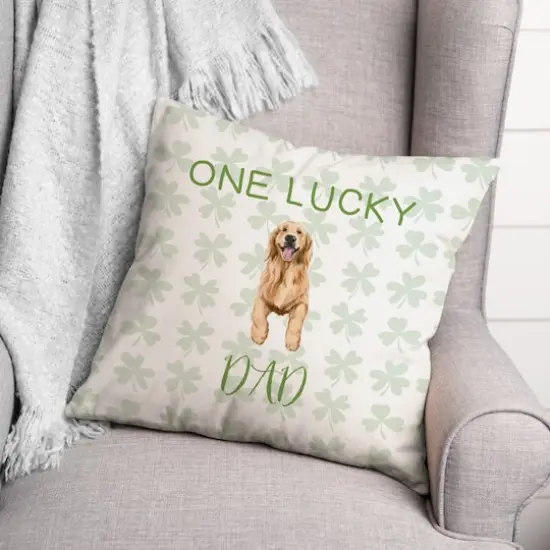 One Lucky Dad 18" x 18" Throw Pillow {3}