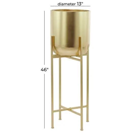 Gold Modern Planter, 13" x 13" x 46" {7}
