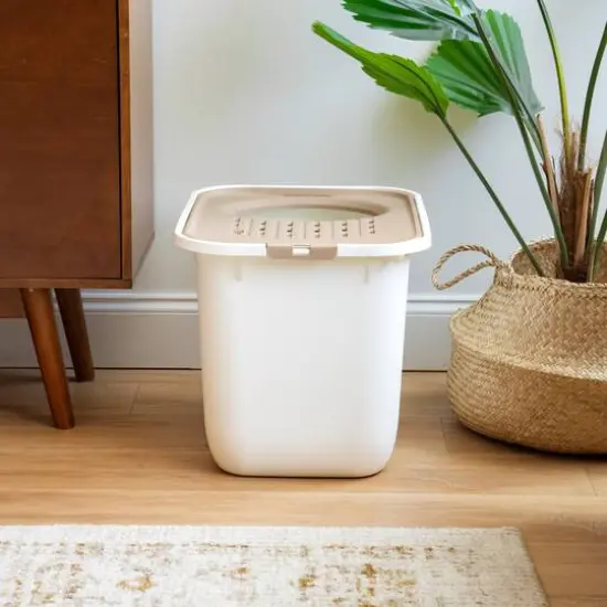 IRIS&reg; 49qt. White & Beige Cat Litter Box with Top Entry Lid {4}